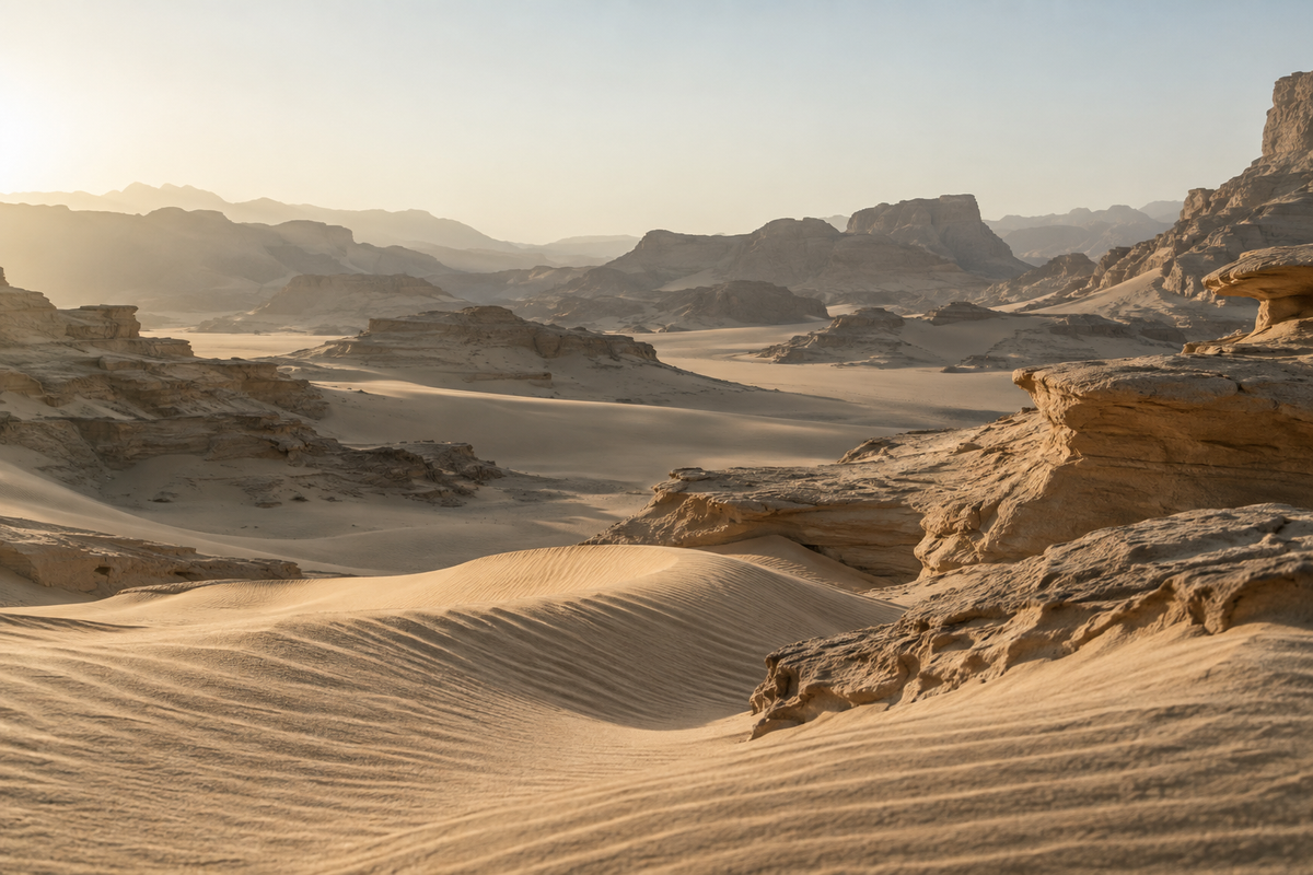 Warm desert ridges and wind-carved sand